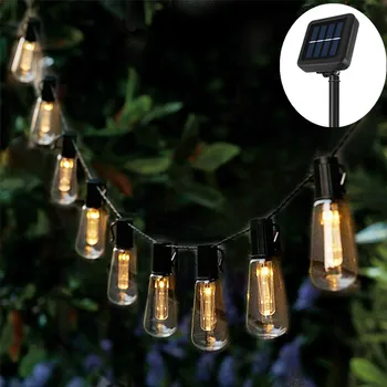 2-6.5 מ ' LED סולארית אורות מחרוזת IP65 עמיד למים חיצוני חתונה קישוט הנורה רטרו חג גרלנד ריהוט גן פיות המנורה