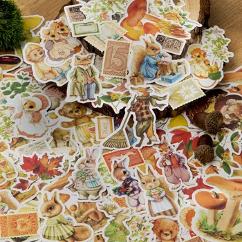 50 חתיכות מדבקה חיה צמח פטריות קריקטורה חמוד כיף היד אוהל דקורטיבי קולאז ' נייר מדבקה 6 סוגים