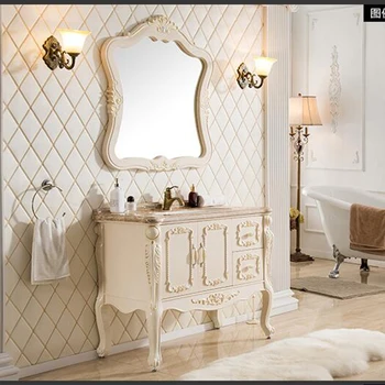 סגנון אירופאי ארון אמבטיה בשילוב PVC ארון פשוט האירופי כיור ארון אמבטיה רטרו כיור קומה ארון