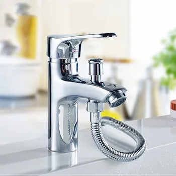 כל-פליז, חד ידית מקלחת ברזים יכול לחבר צינור מקלחת, אמבטיה כיור ברז מים חמים וקרים כפול מיקסר הסיפון רכוב