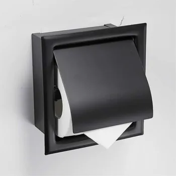 נירוסטה מחזיק נייר טואלט כרום מלוטש קיר רכוב מוסתר חדר אמבטיה רול תיבת נייר עמיד למים גליל בעל
